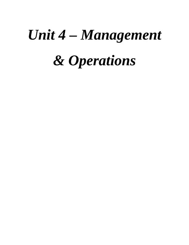 Unit 4 – Management & Operations in Marks and Spencer_1