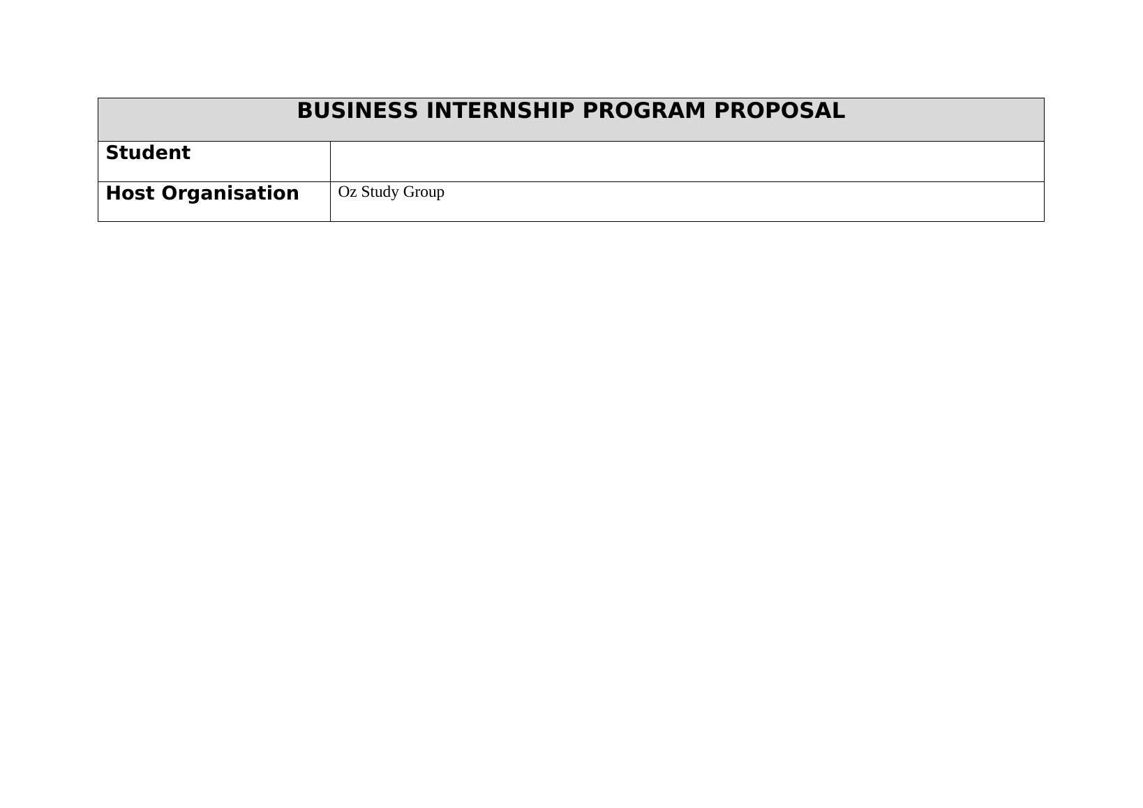 Business Internship Program Proposal Assignment_1