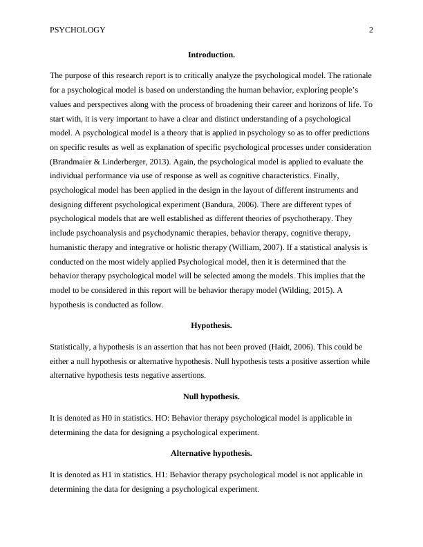 Psychology Assignment | Psychological Model_2