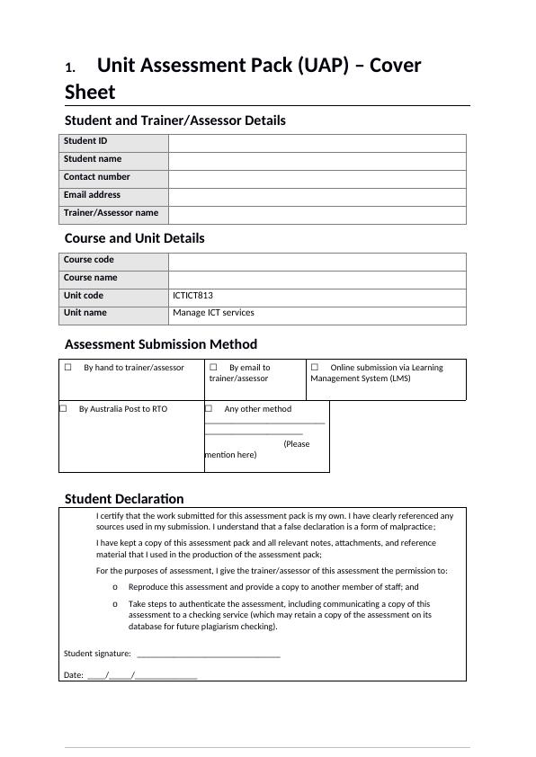 Unit Assessment Pack (UAP) – Cover Sheet_1