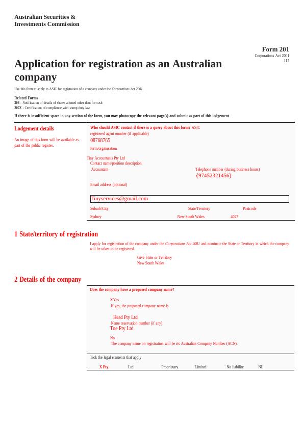 Application for Registration as Australian company_1