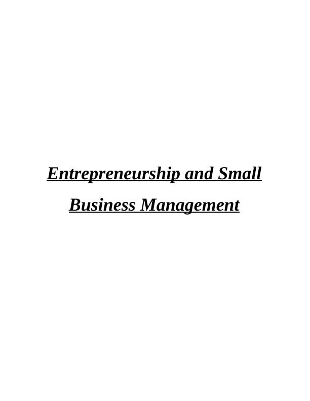 Entrepreneurship and Small Business Management   -  McKinsey & Company  Assignment_1