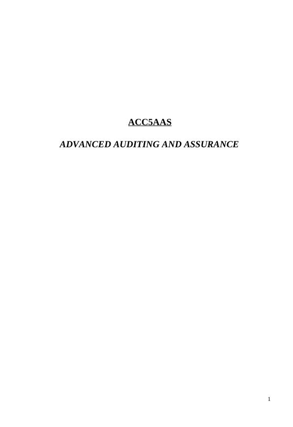 Audit and assurance services  Assignment_1