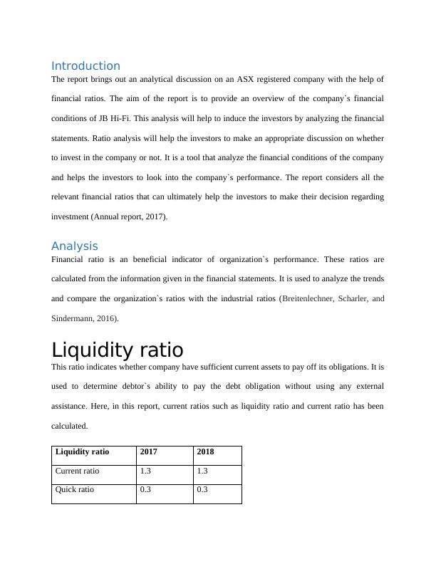 Analytical Discussion on ASX Registered Company with Financial Ratio Analysis_3