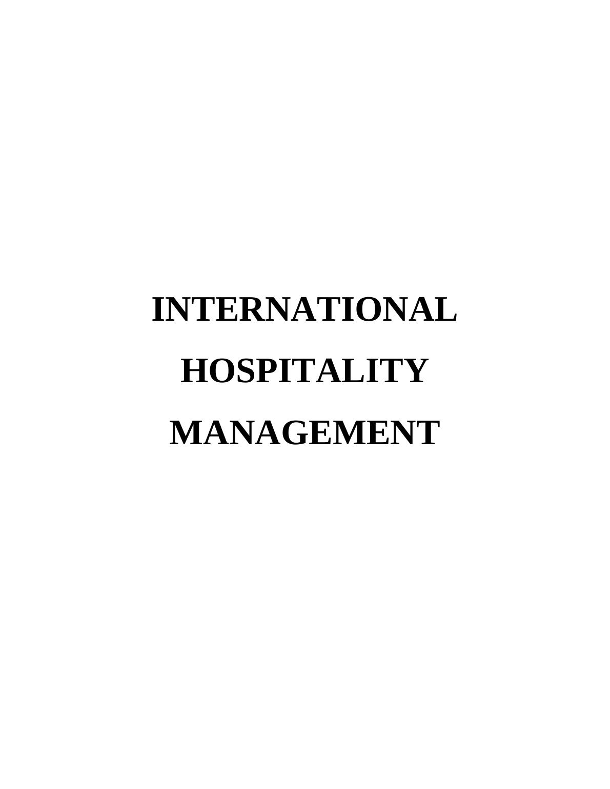 International Hospitality Management PDF