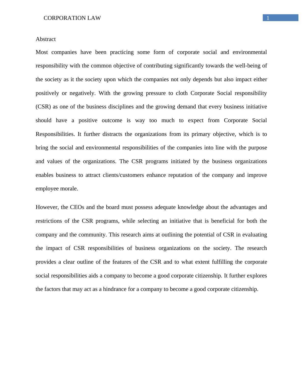 BTF5501 Corporations Law CSR Assignment_2