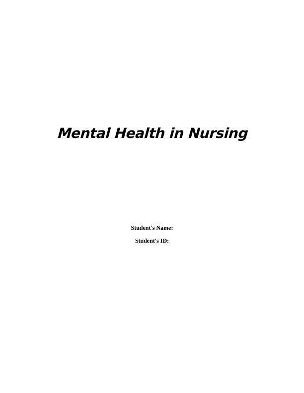 Mental Health in Nursing  Answer  2022_1