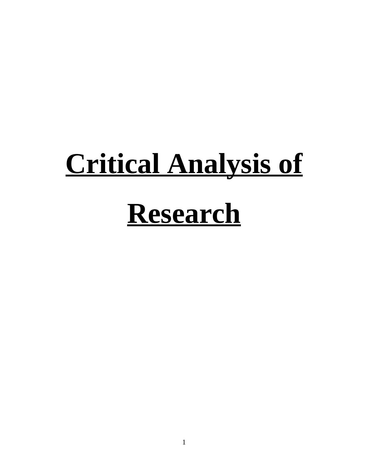 critical analysis of the research