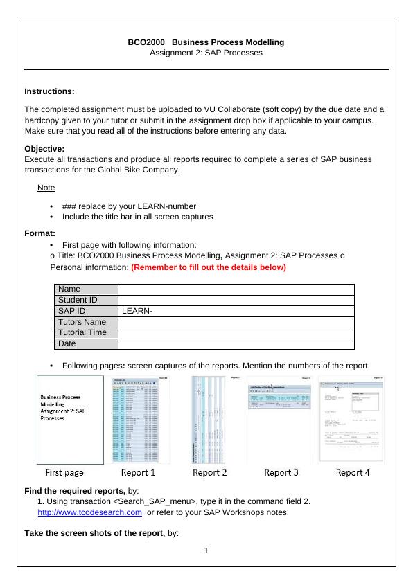 BCO2000 Business Process Modelling: SAP Processes_1