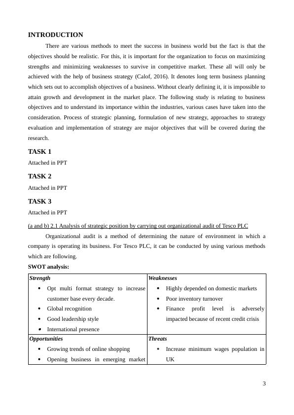 Business Strategic Management Of TESCO Plc | SWOT Analysis