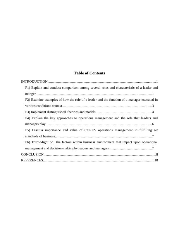 Management and Operations Assignment | CORUS_2