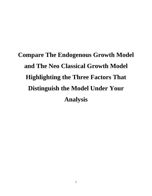 research paper on endogenous growth model