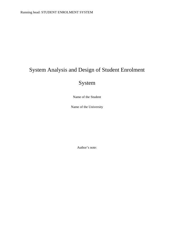 System Analysis and Design of Student Enrolment System_1