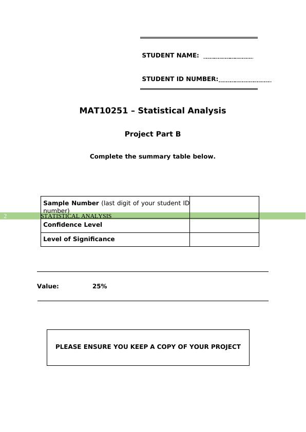 Statistical Analysis Project  Assignment_2