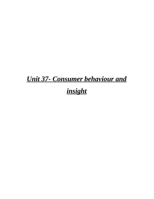 Consumer Behaviour and Insight_1