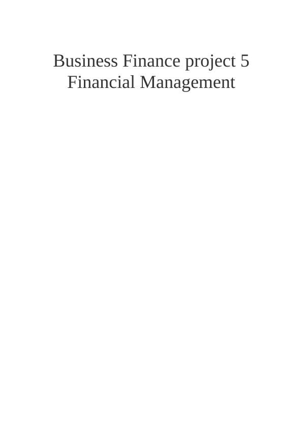 Business Finance project Assignment_1