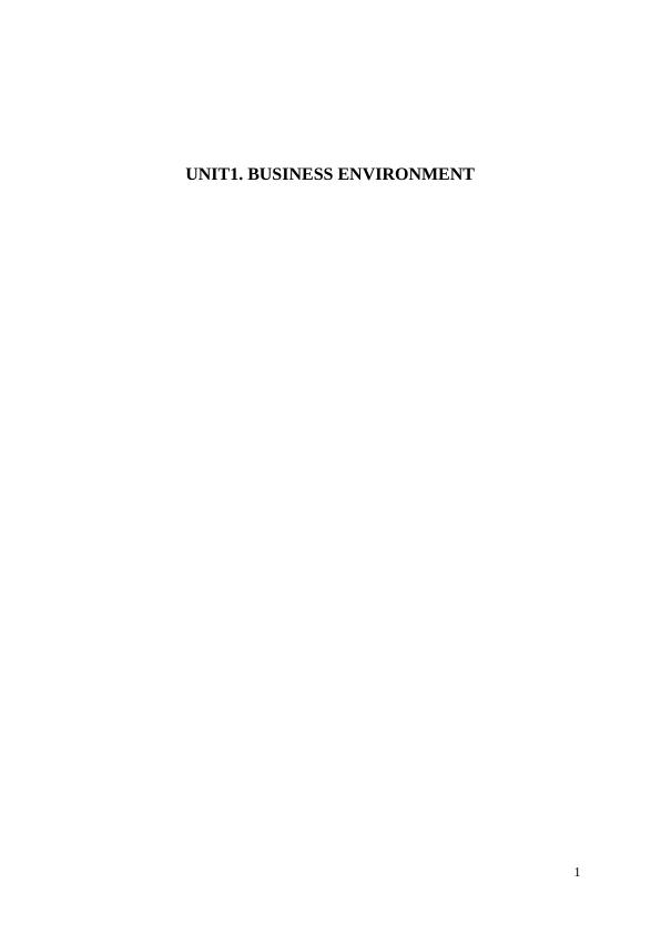 UNIT1 Business Environment : Assignment_1