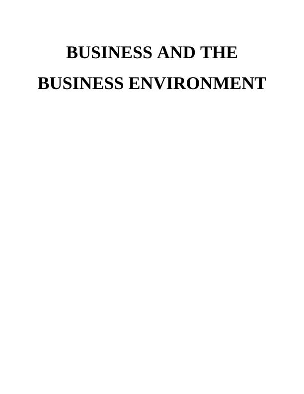 Business and The Business Environment Assignment - Halifax bank_1