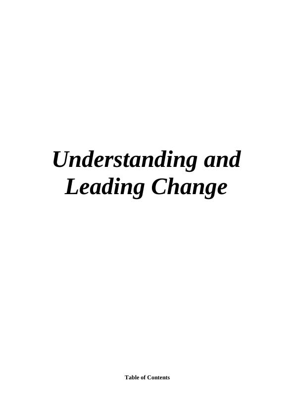 Understanding and Leading Change Assignment : Marks and Spencer_1