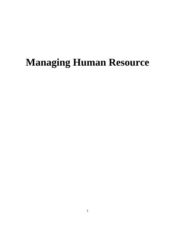 Managing Human Resource in Sainsbury - Report_1