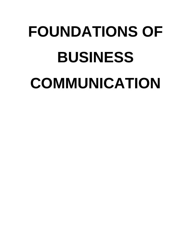 Foundations of Business Communication Assignment_1