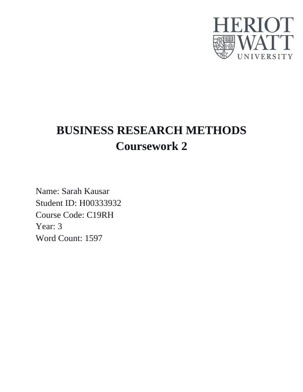 Business Research Methods  Assignment_1