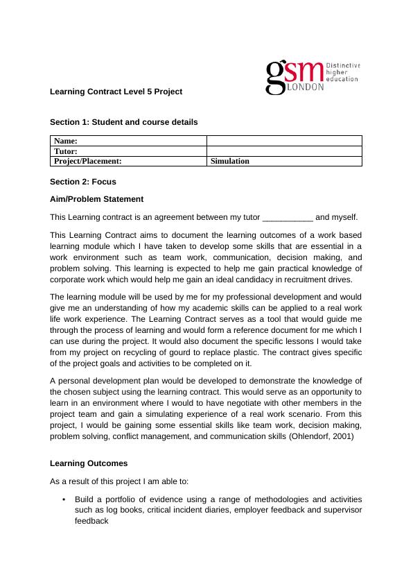 Learning Contract Level 5 Project_1