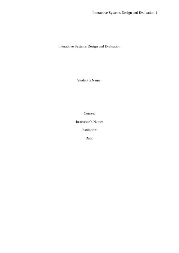 Interactive Systems Design and Evaluation_1