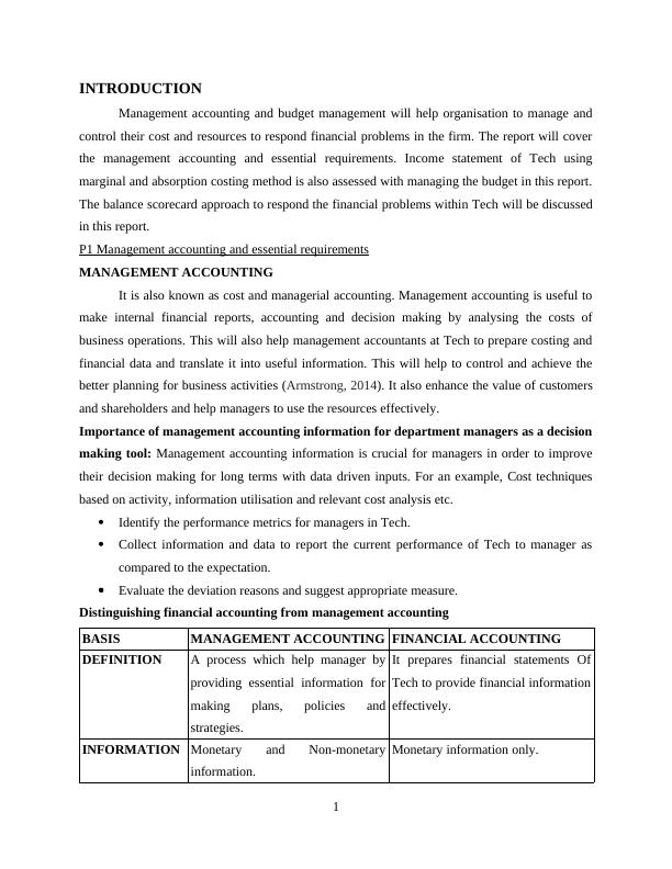 Management Accounting and Essential Requirements Report_3
