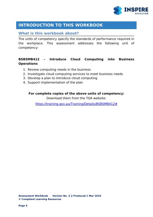 (BSBSMB412)-Introduce Cloud Computing into Business Operations: Assessment Workbook_4