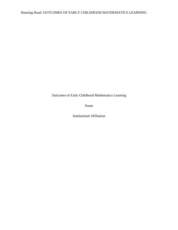 Outcomes of Early Childhood Mathematics Learning_1