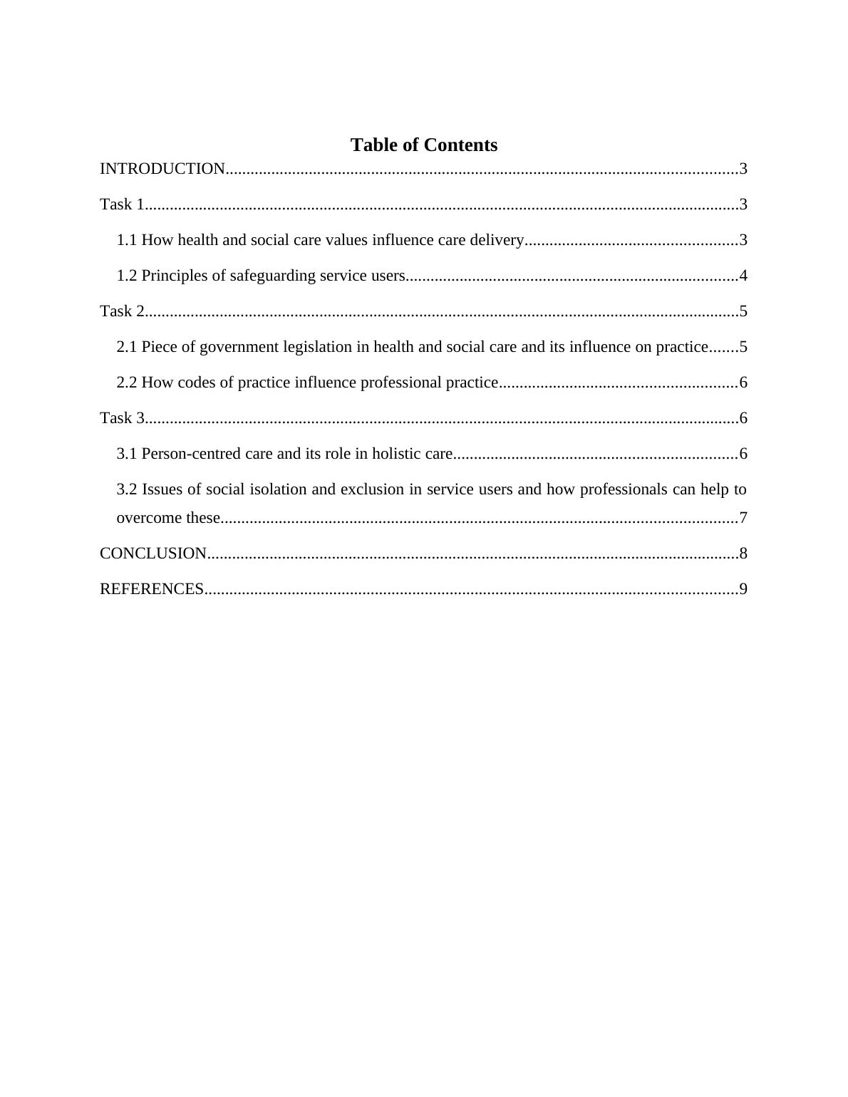 Influence of Health and Social Care Values on Care Delivery