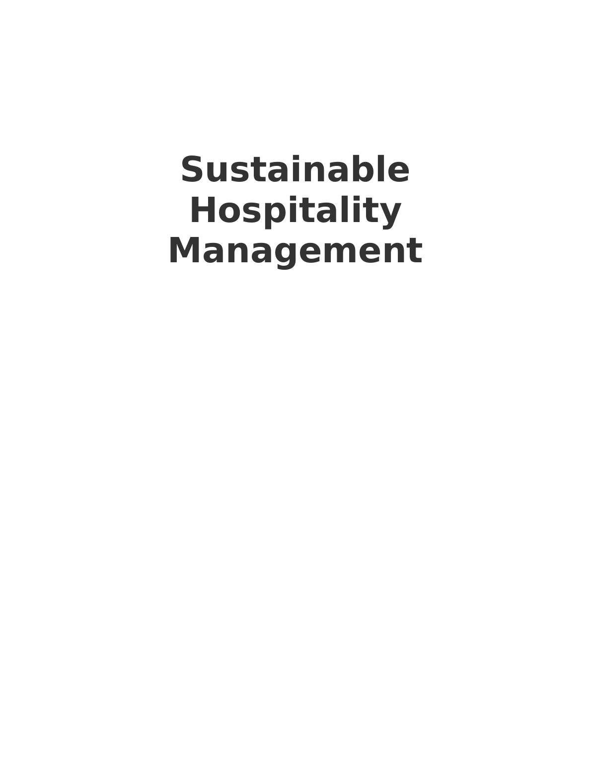 thesis sustainable hospitality