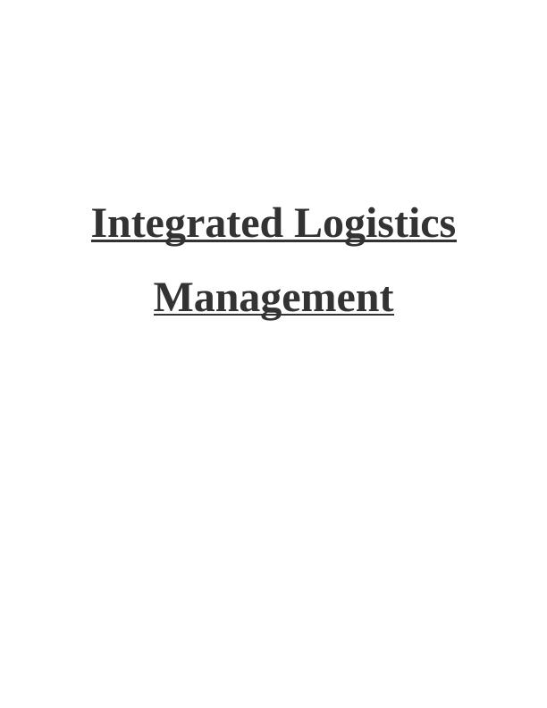 Integrated Logistics Management - Assignment_1