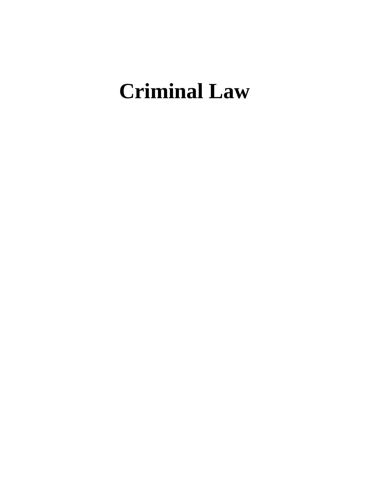 Criminal Law: Insanity Defense and Murder Liability