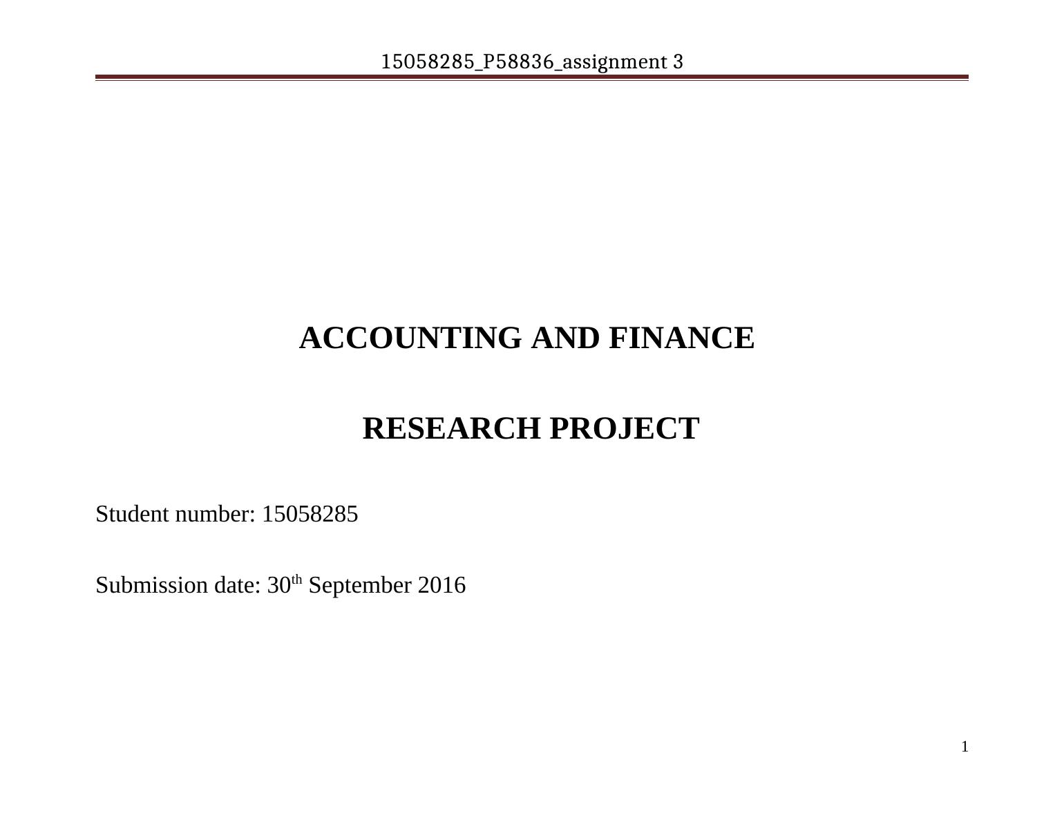 finance research project assignment