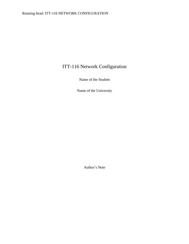 ITT-116 Network Configuration Report 2022_1