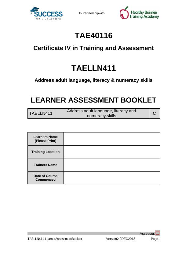 TAE40116 Certificate IV in Training and Assessment 2022_1