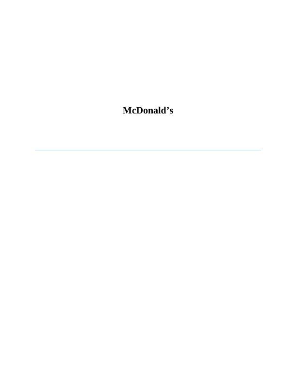 Paper on Marketing Analysis of McDonald_1