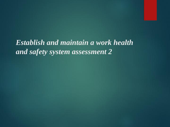 Establish and Maintain a Work Health and Safety System Assessment 2_1