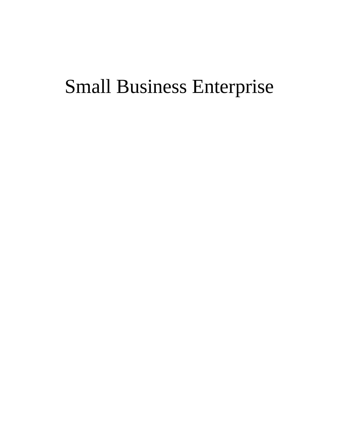 Small Business Enterprise Contents Introduction to Café Portrait_1