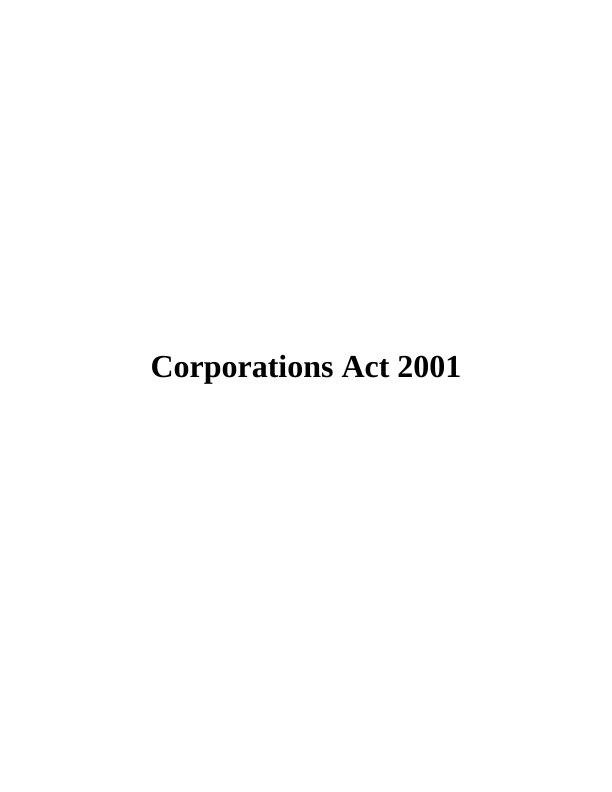 Project on Corporations Act 2001_1