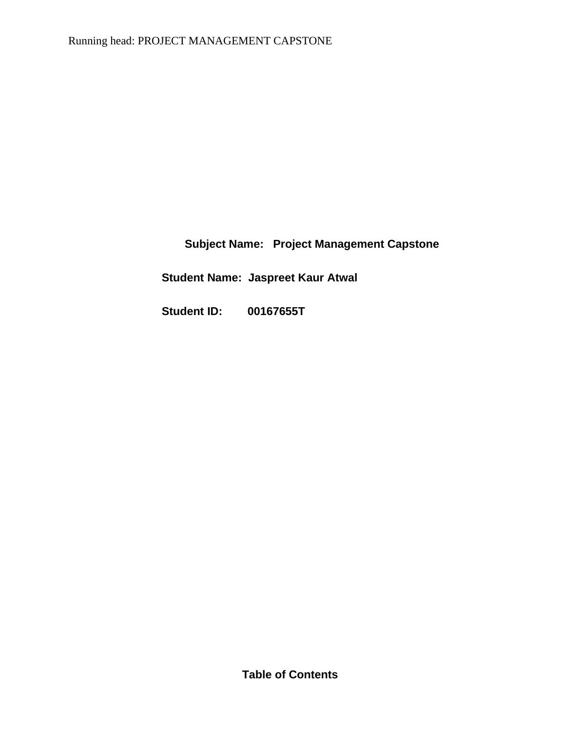 Project Management Capstone Assignment Pdf