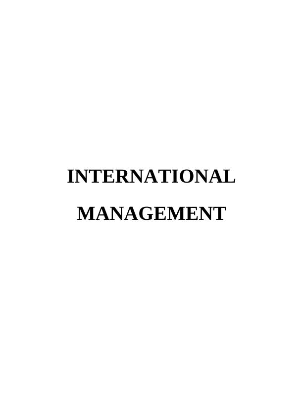 Report on International Management Project_1