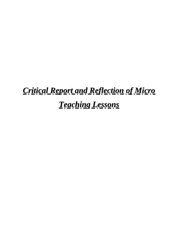 reflection of micro teaching essay