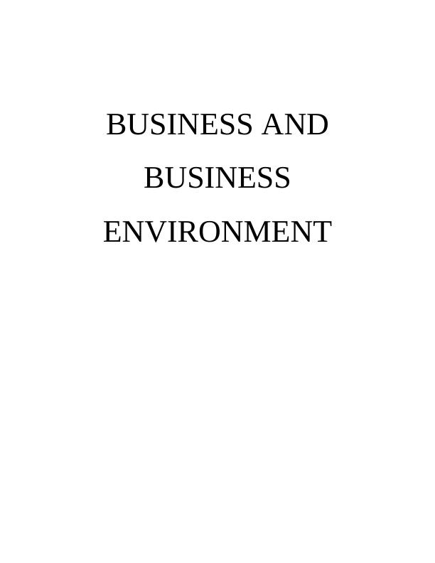 Business & Business Environment Assignment Solved - Sainsbury_1