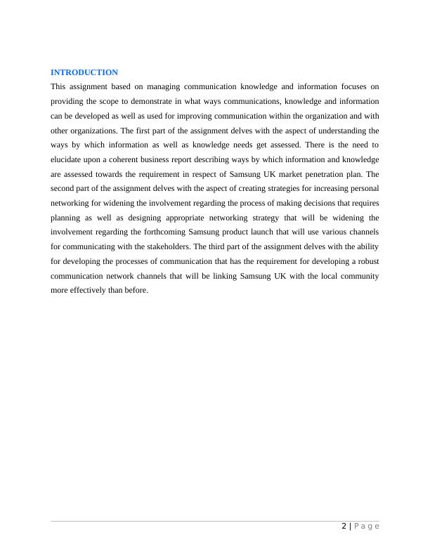 Assignment on Managing Communication Knowledge and Information - Samsung UK_2