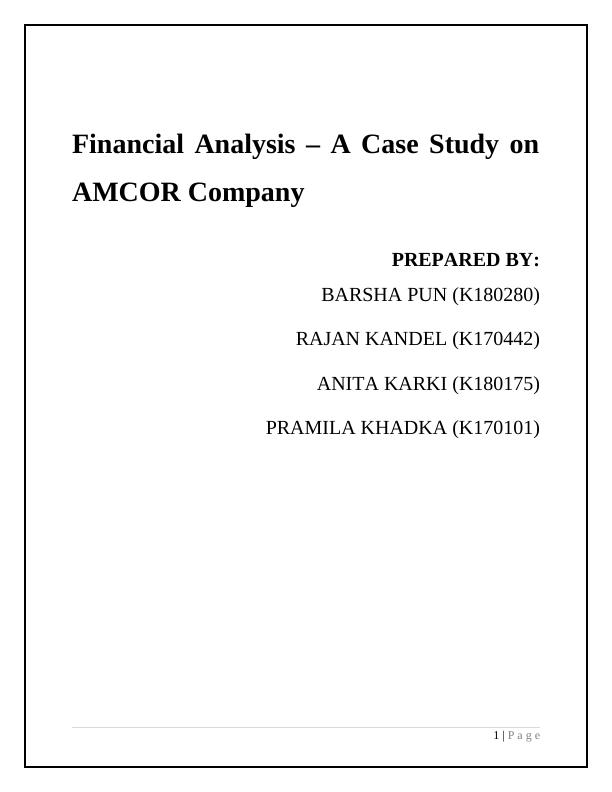 Case Study Of  Financial Analysis Report_1