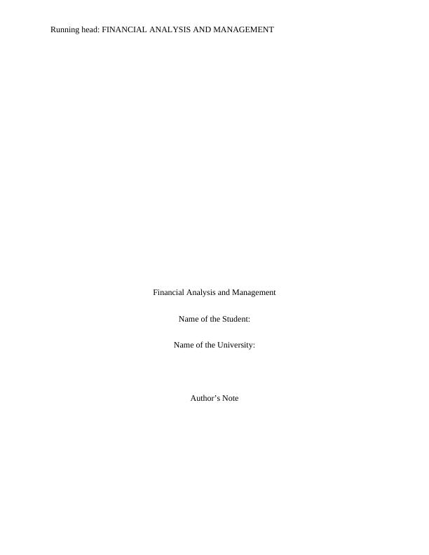 Financial Analysis and Management for AB Plc_1