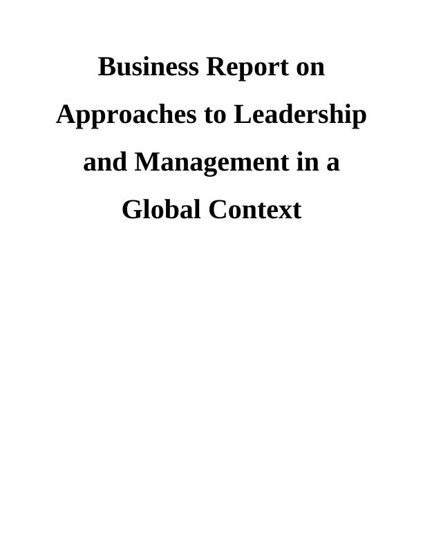(Doc) Leadership and Management in a Global Context_1